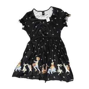 Hot Topic Black Dress with Disney Winnie the Pooh Print